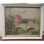 Charles Frederick Dening - 'Stone bridge over a river'  oil on board  bears a signature  12" x 14.5"