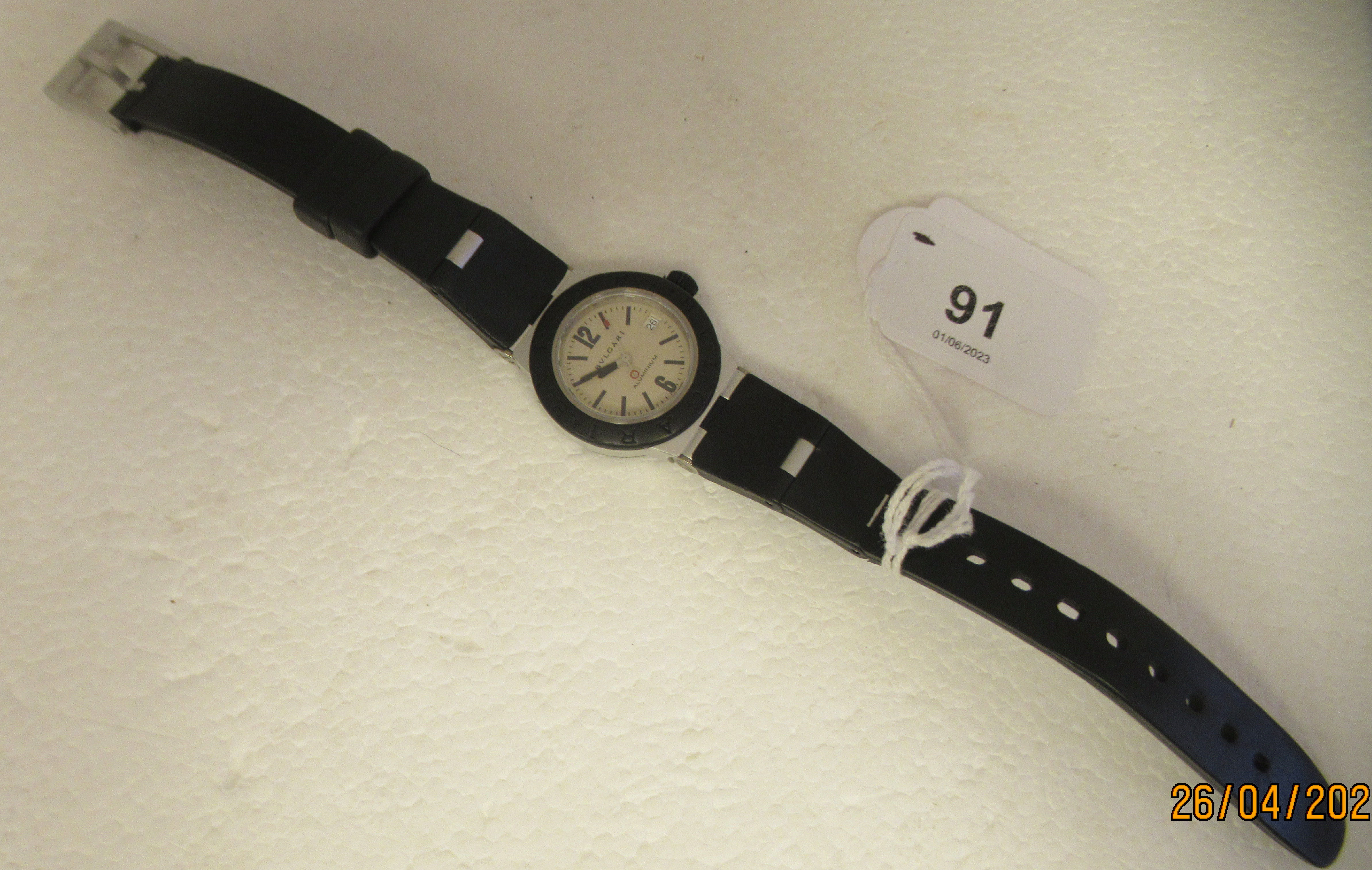 A lady's Bulgari Aluminium wristwatch, stamped AL29TA M40365 on the case, the quartz movement with - Image 2 of 6