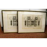 Two late 18thC architectural drawings, elevations of a Dorsetshire building, designs by Sir John
