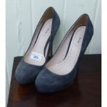 A lady's pair of Miu Miu grey suede heeled shoes  size 3