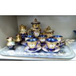 Venetian glassware, comprising matching tea and coffee ware, decorated in gilded and painted