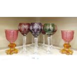 Glassware: to include eight hock glasses, each with a clear and coloured bowl