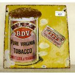 A vintage enamelled steel advertising sign for 'Godfrey Phillips & Sons, Pure Virginia Tobacco'
