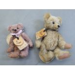 Two New Zealand Countryfile miniature Teddy bears 'Putty' and 'Poppet', in golden plush and soft