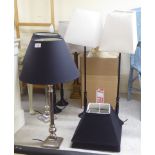 Modern table lamps of varying form and materials  largest 27"h