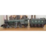 A large scale painted, tinplate model locomotive and tender 'Flying Scotsman' in LNER livery