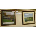 Two cricket related prints: to include 'The Old Tavern, Lords'  bearing a pencil signatures  21" x