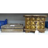 Wooden collectables: to include an Indian marquetry jewellery box with a hinged lid  3"h  8"w