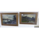 Two early 20thC British School landscapes, probably oil on boards  both bearing indistinct