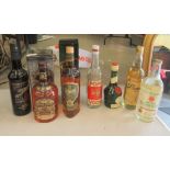 Various alcoholic drinks: to include a bottle of Grants Scotch Whiskey  boxed; and a bottle of
