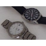 A Seiko Solar stainless steel cased wristwatch, the quartz movement with sweeping seconds, faced