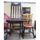 Small furniture: to include an early 20thC stained oak hall chair