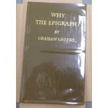 Book: 'Why the Epigraph?' by Graham Greene, a Limited Edition 598/950 published by The Nonsuch Press