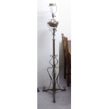 An Art Nouveau lacquered brass standard lamp  62"h