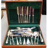 A Viners stainless steel and silver plated canteen of cutlery and flatware  cased