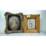 Two framed pictures, viz. after Bartolozzi - 'St Giles Beauty'  print  5" x 6" oval; and clergyman