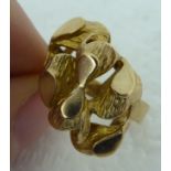 A 9ct gold fancy design freeform ring