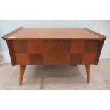 A circa 1960s/1970s teak sewing box, containing various accessories  16"h  26"w