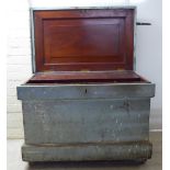 An early 20thC overpainted mahogany tool chest, on a plinth and casters  27"h  37"w containing a