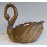 A vintage carved softwood papier mache mould, a swan  14"h