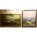 H Gailey - a shoreline scene  oil on canvas  bears a signature  20" x 23"  framed; and D