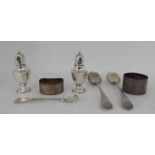 Silver collectables: to include a pair of pepper pots of octagonal, pedestal form  Chester marks