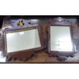 Two similar Georgian mirrors, each in a fretworked mahogany frame  largest 17" x 15"