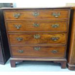 A 19thC mahogany four drawer dressing chest, raised on bracket feet  32"h  31"w
