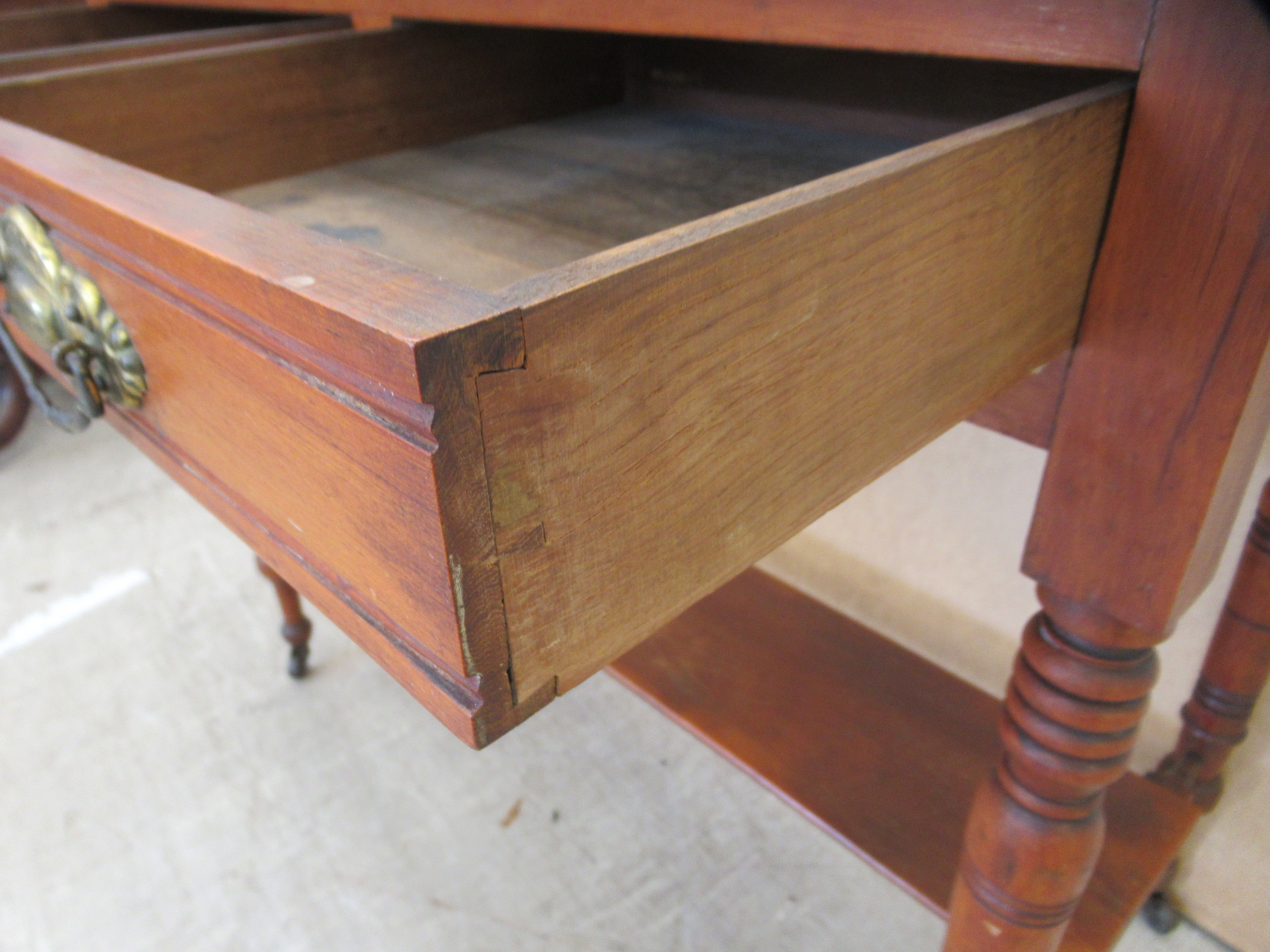 A late Victorian washstand with a marble top, over a mahogany underframe with two frieze drawers, - Image 5 of 6