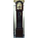 A modern mahogany cased grandmother clock; faced by a Roman dial  72"h  15"w