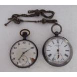 Watches: to include a late 19thC white metal cased pocket watch, faced by a Roman dial  stamped 935