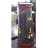 A modern overpainted metal twin handled and lidded agricultural bin  33"h