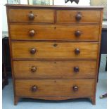 A mid Victorian mahogany six drawer dressing chest, raised on bracket feet  48"h  41"w