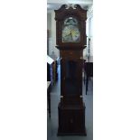 A modern West German reproduction of an oak cased George III design longcase clock, retailed by