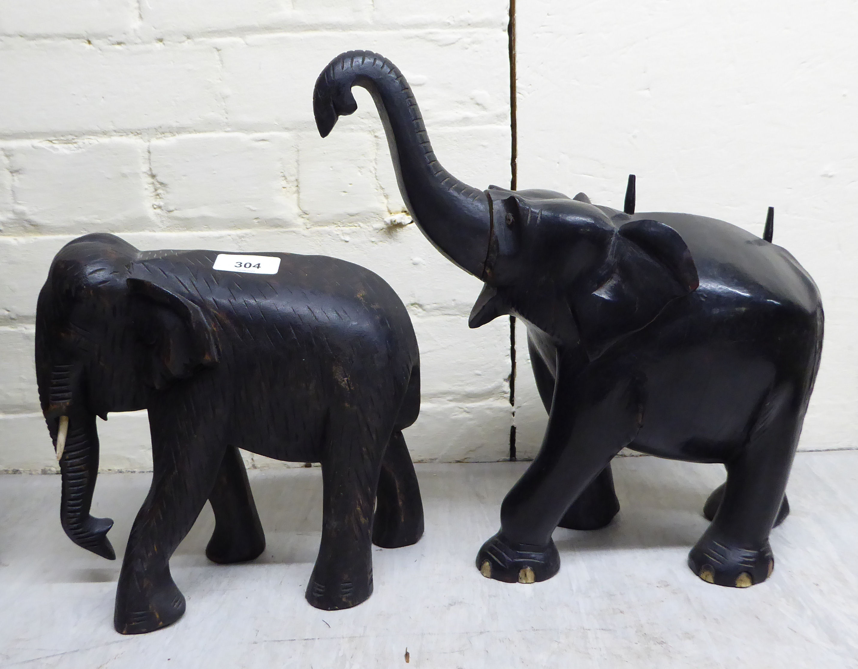 Elephant ornaments, mainly African carved wooden examples  largest 12"h - Image 2 of 6