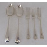 Silver flatware: to include a pair of Old English pattern dessert spoons  Sheffield 1923