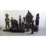 Carved wooden figures  various sizes