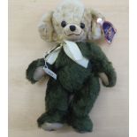 A Merrythought Cheeky Teddy bear, in green plush fabric  15"h