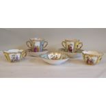 Three ceramic Augustus Rex porcelain chocolate cups and saucers