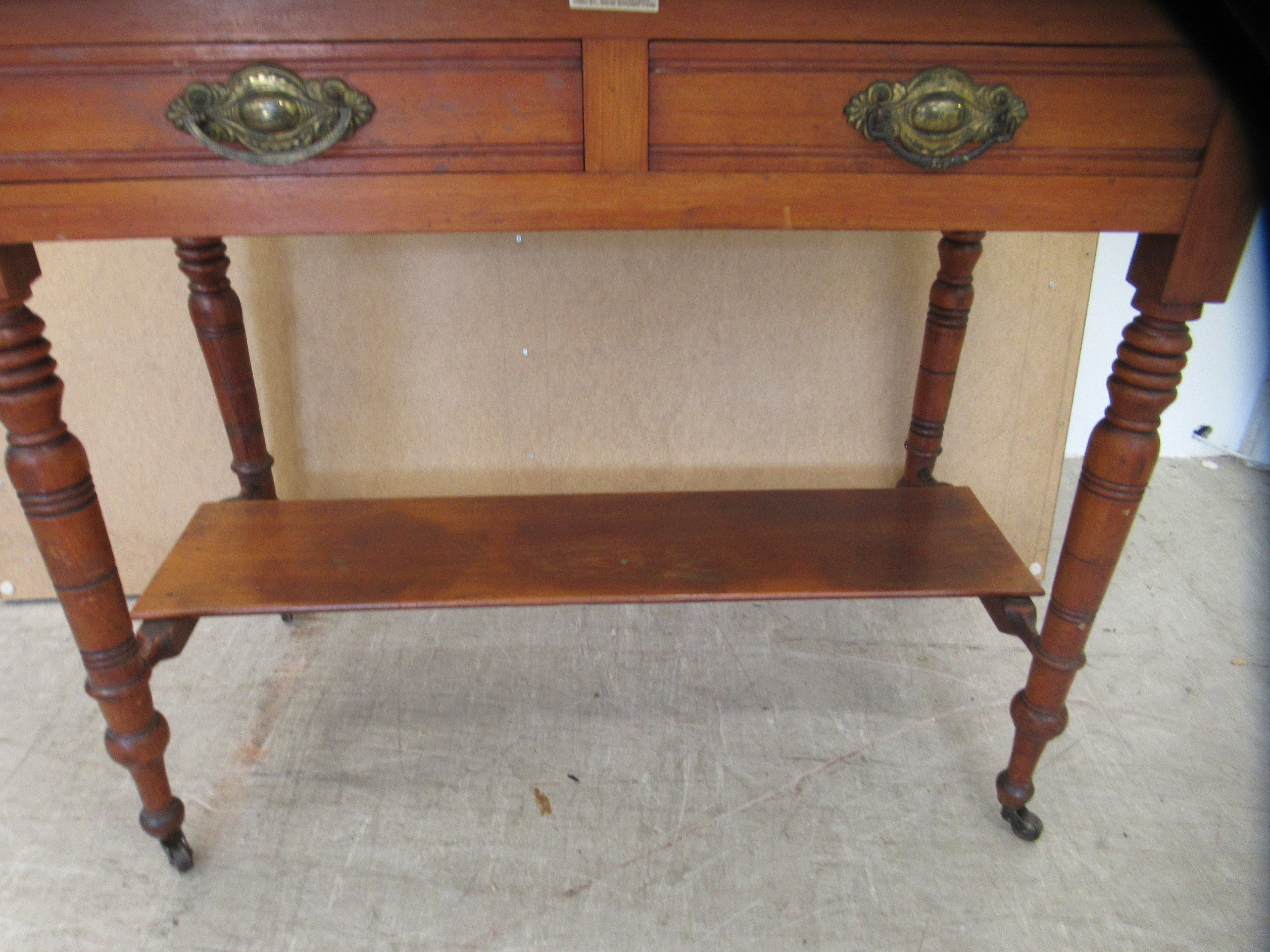 A late Victorian washstand with a marble top, over a mahogany underframe with two frieze drawers, - Image 6 of 6