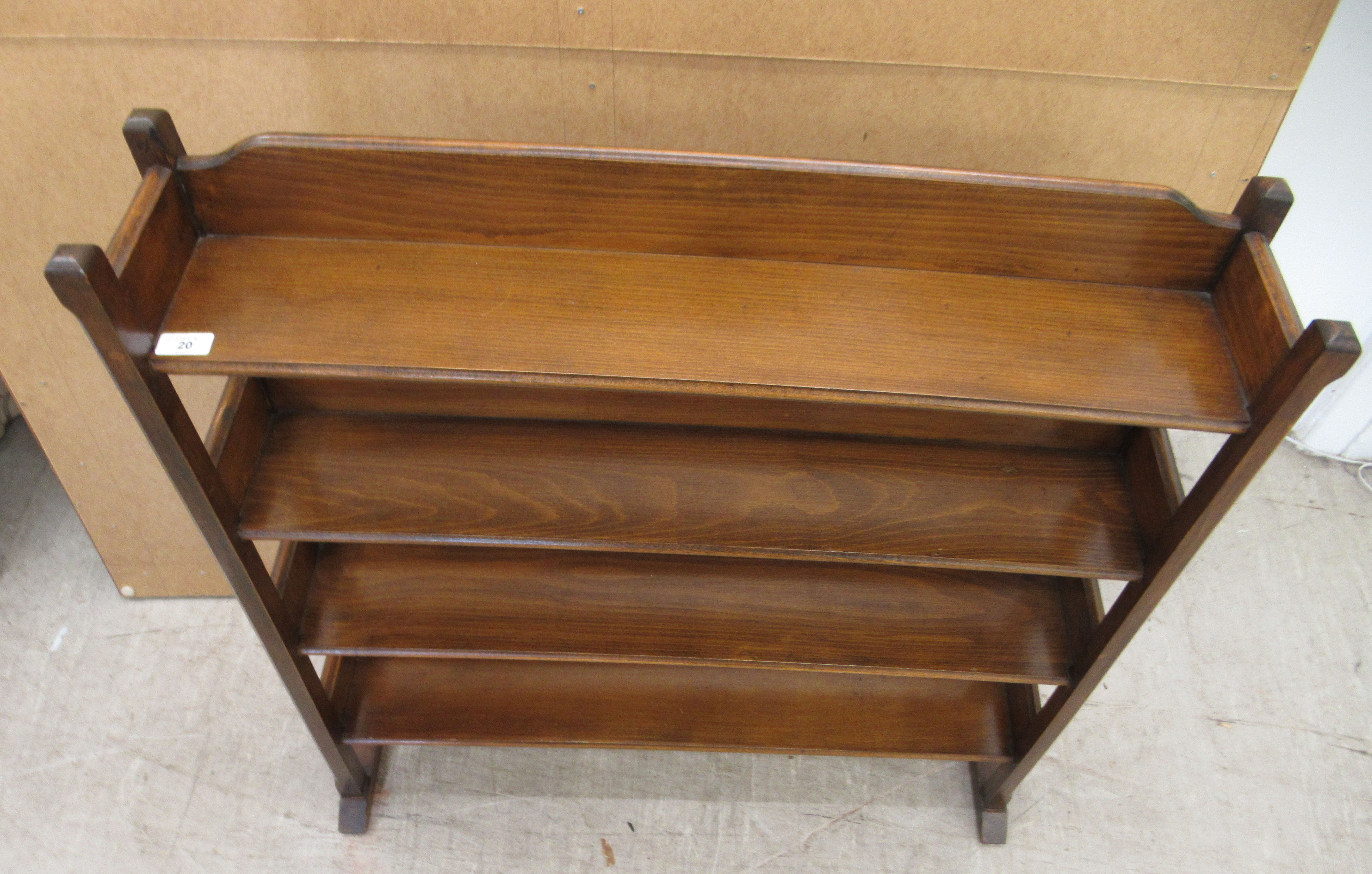 An early 20thC stained beech and oak four tier open front bookcase, on a plinth  39"h  35"w - Image 2 of 3