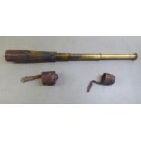 A Great War period TT & H Ltd, no.2737 lacquered brass four section telescope  12"L, in a hide