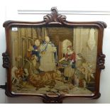 A William IV carved and stained mahogany framed firescreen (panel only) with a tapestry interior