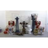 Interior designer accessories: to include two pedestal glass vases  20"h