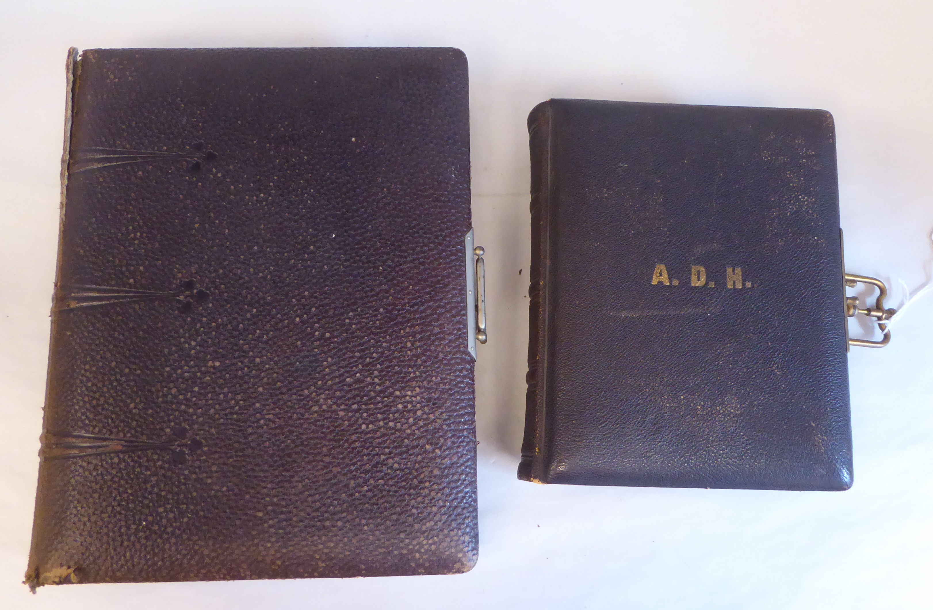 Two late Victorian brown hide carte de visite albums