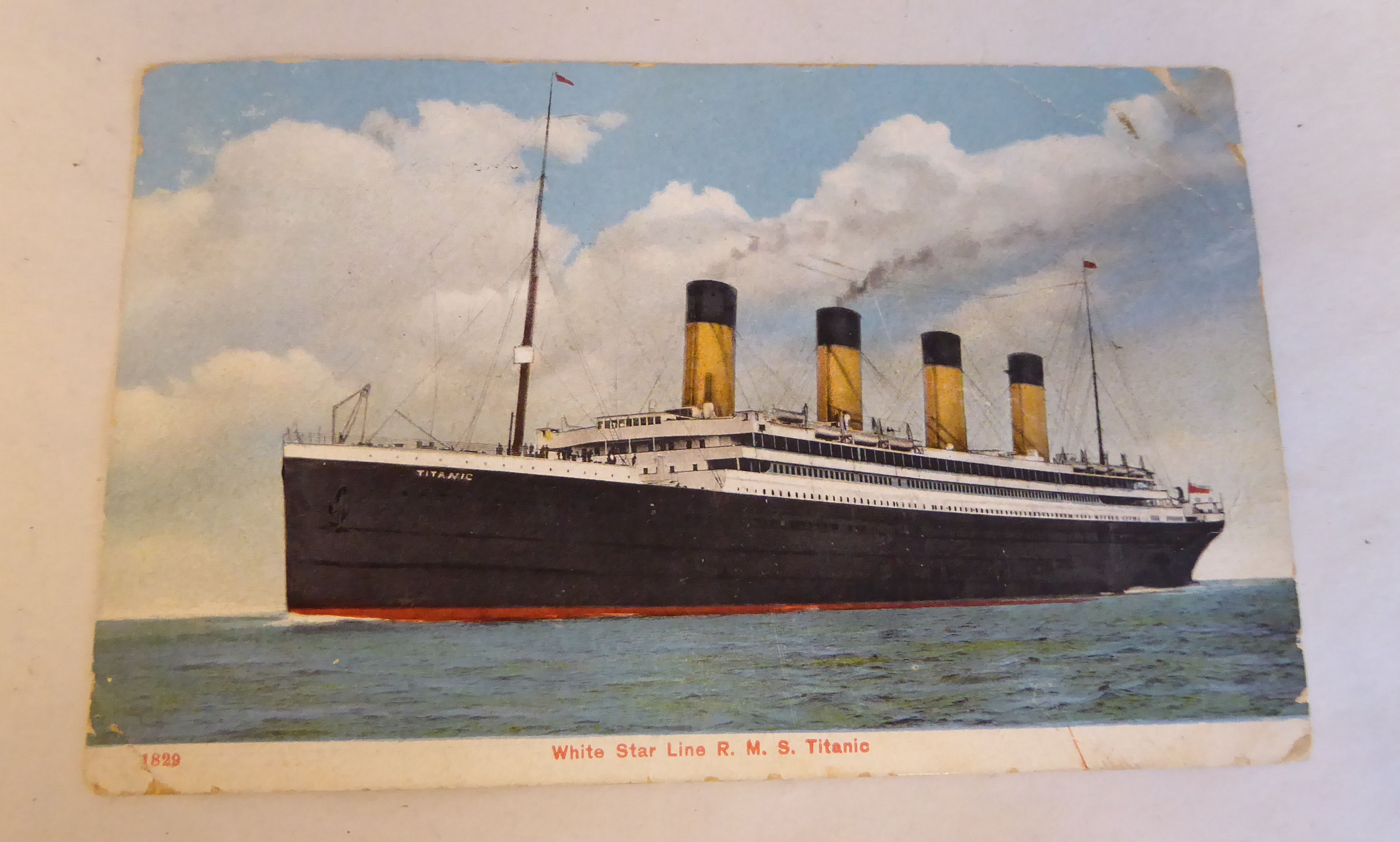 A White Star Line Titanic postcard  bears a Post Office cancelation for Bournemouth 7 May 1912