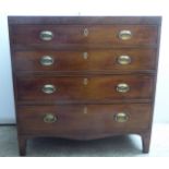 An early Victorian mahogany four drawer dressing chest, raised on bracket feet  33"h  33"w