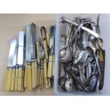 A large collection of silver plated flatware and cutlery: to include Georgian pattern with bright-