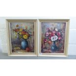 Millard - two still life studies  oil on board  bearing signatures  13" x 17"  framed