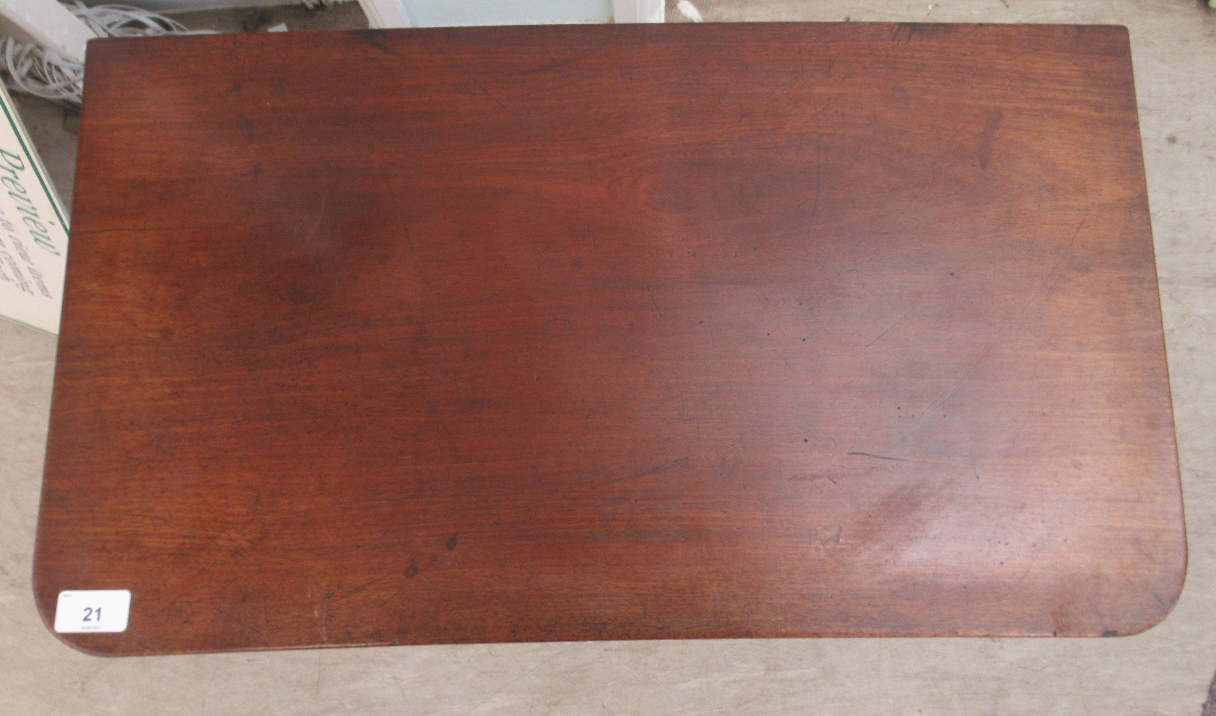 A Regency mahogany pedestal tea table with a rotating foldover top, on a splayed plinth  26"h  25"w - Image 2 of 4